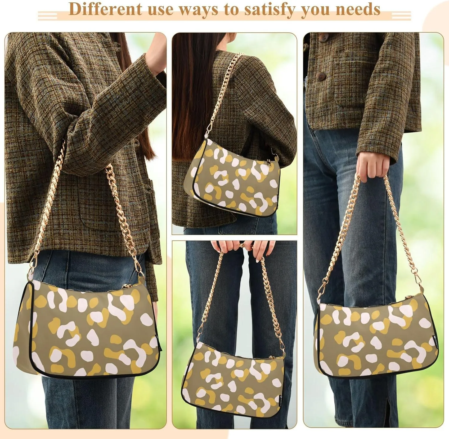 Shoulder Bags for Women Small Clutch Purse with Zipper Closure can Hold a Cell Phone, Lipstick Multicolor 1
