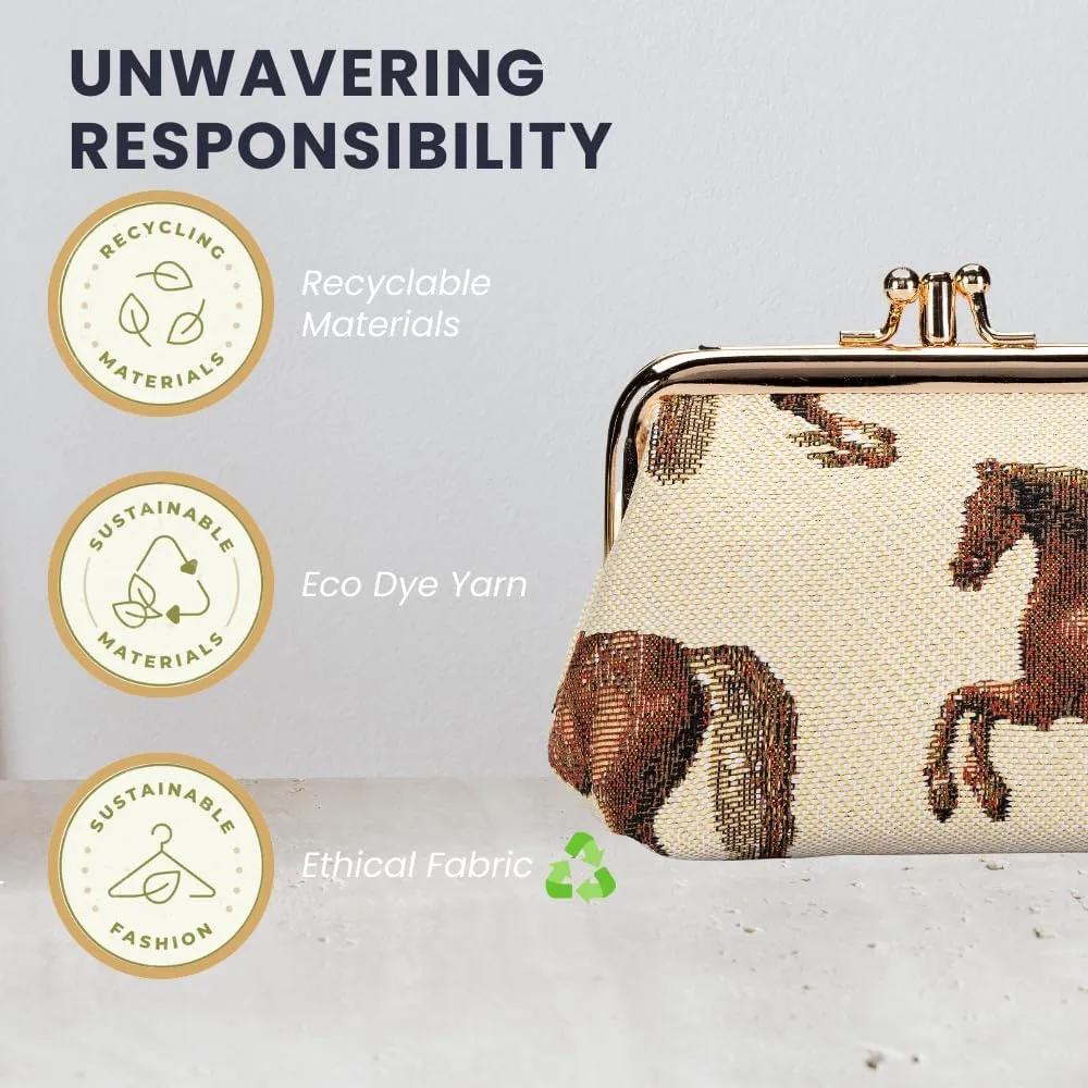 Signare Tapestry Double Pocket Change Pouch Kiss lock Coin Purse for Women