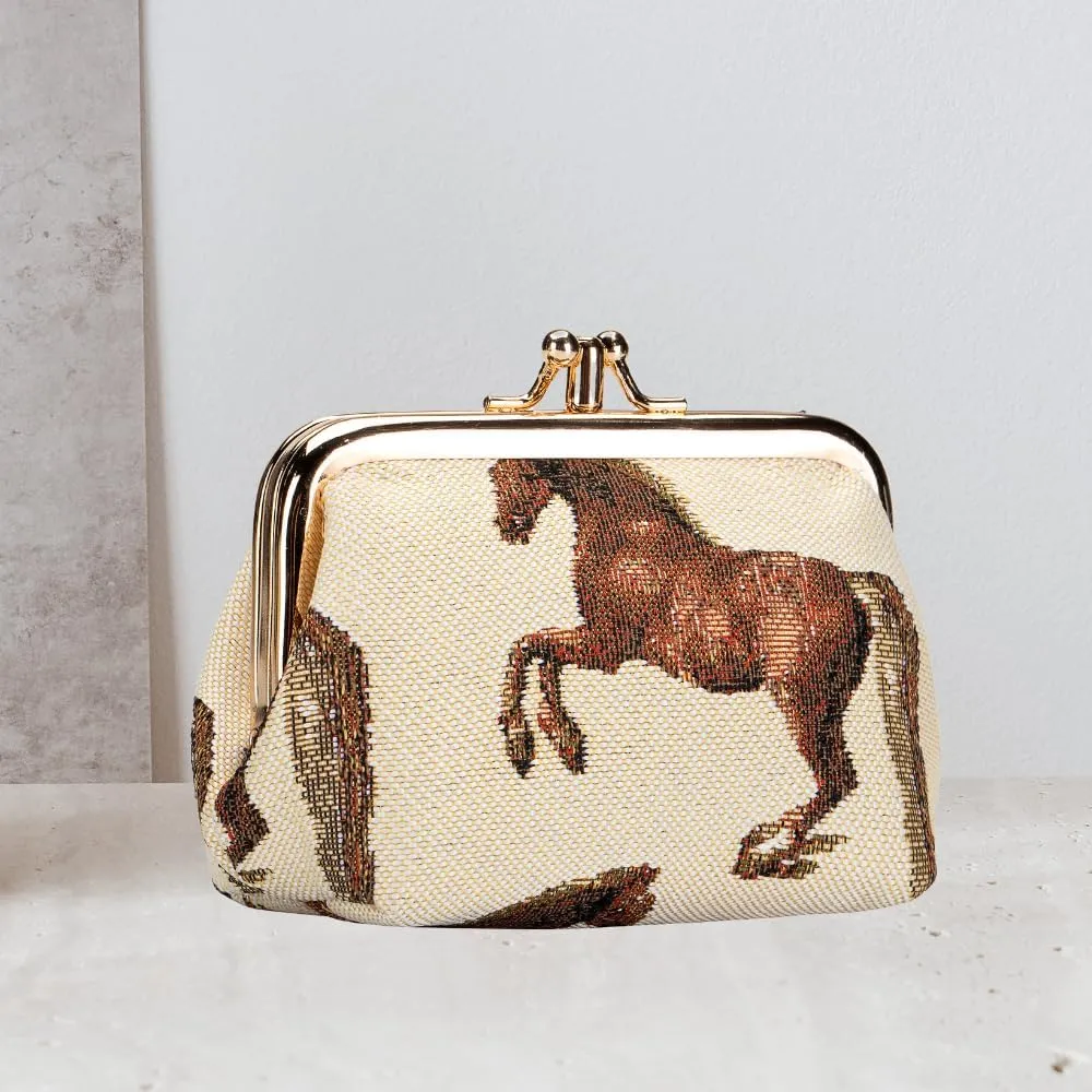 Signare Tapestry Double Pocket Change Pouch Kiss lock Coin Purse for Women