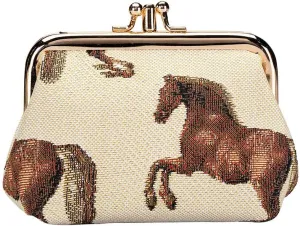 Signare Tapestry Double Pocket Change Pouch Kiss lock Coin Purse for Women