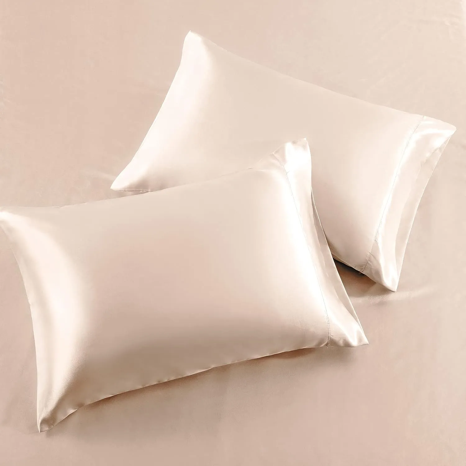 SiinvdaBZX 4Pcs Satin Sheet Set Queen Size Ultra Silky Soft Blush Satin Queen Bed Sheets with Deep Pocket, 1 Fitted Sheet, 1 Flat Sheet, 2 Envelope Closure Pillowcases