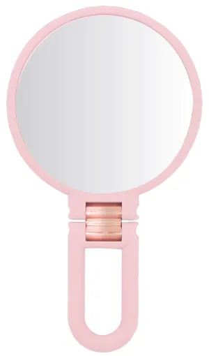 Soft Touch Handheld Mirror, 10x Magnification - Blush & Rose Gold