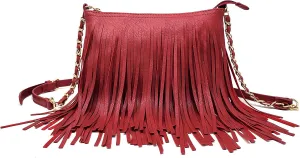 Solene Fringe Crossbody Shoulder Bag with Strap, Tassel Messenger bag, Country Style Western Fringe Purse for Women