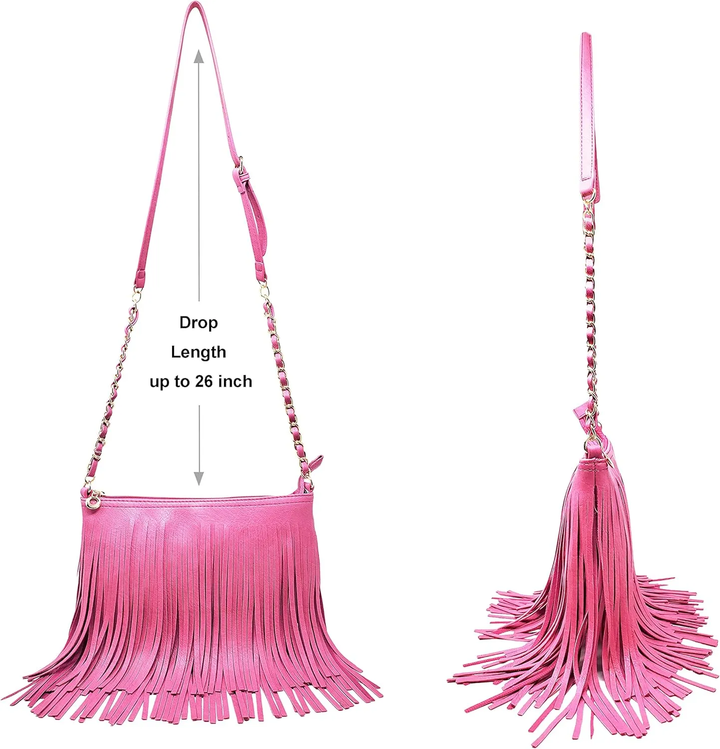 Solene Fringe Crossbody Shoulder Bag with Strap, Tassel Messenger bag, Country Style Western Fringe Purse for Women