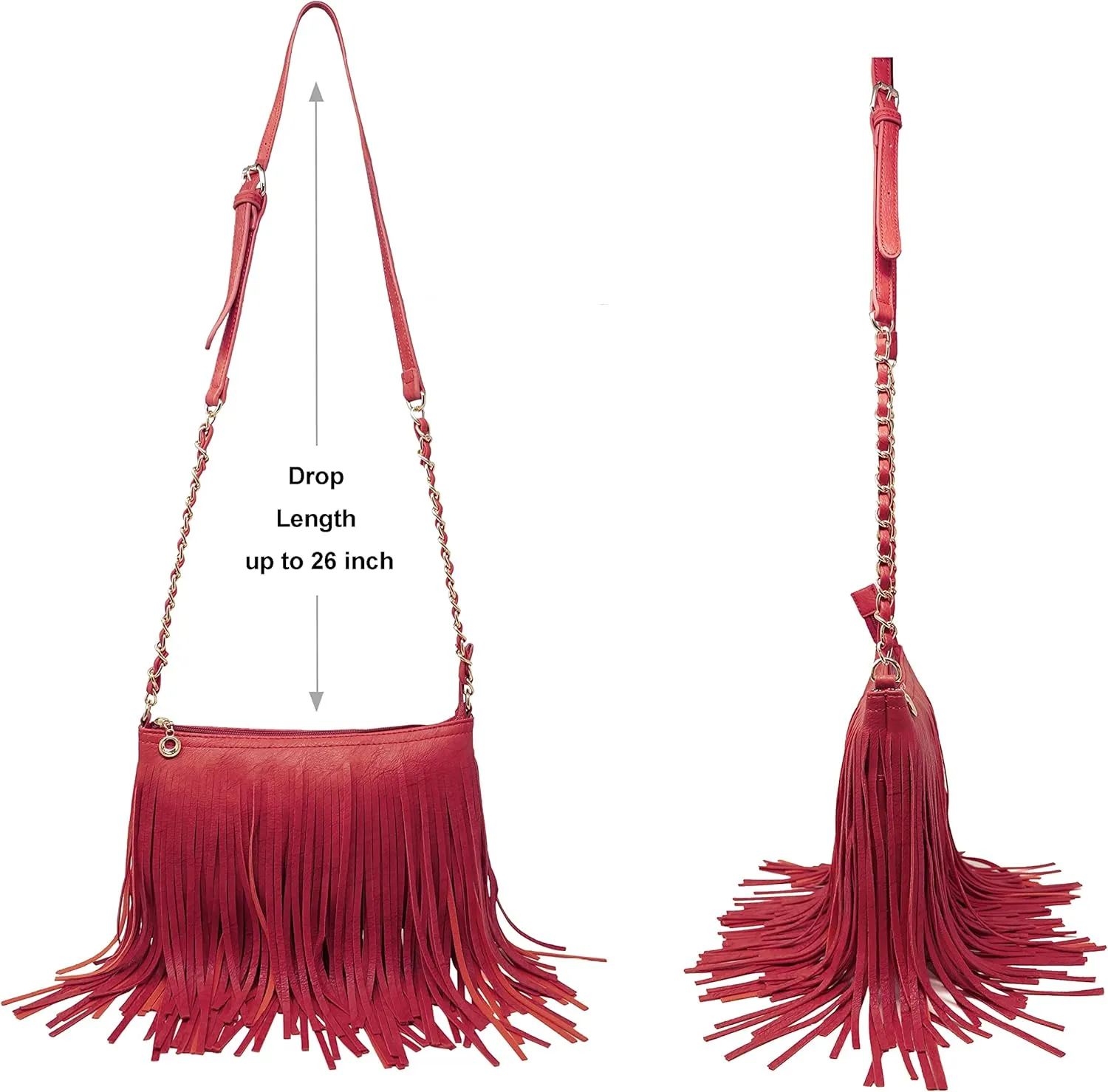 Solene Fringe Crossbody Shoulder Bag with Strap, Tassel Messenger bag, Country Style Western Fringe Purse for Women