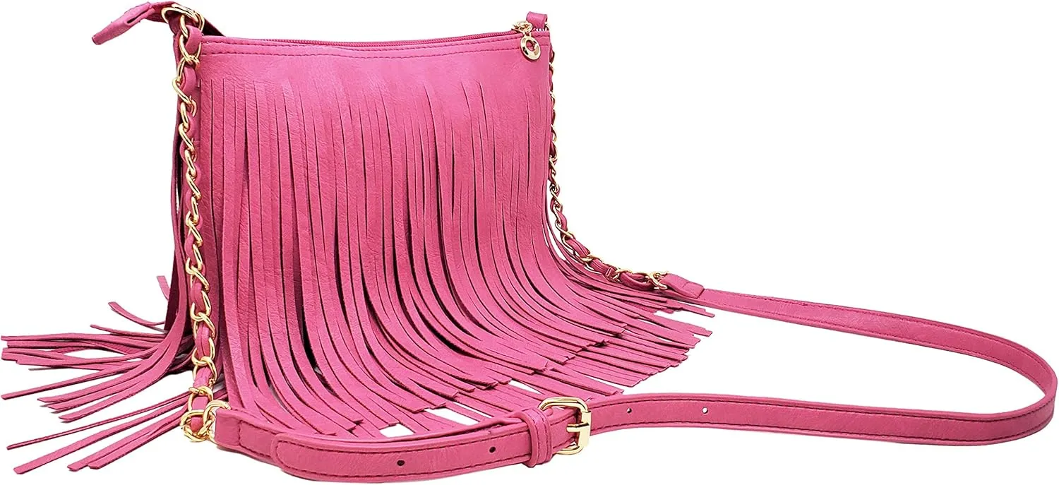 Solene Fringe Crossbody Shoulder Bag with Strap, Tassel Messenger bag, Country Style Western Fringe Purse for Women