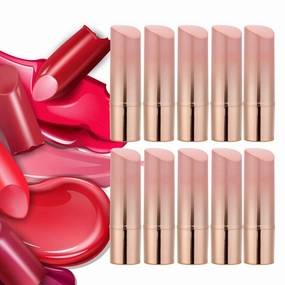 Sonew 10pcs DIY Empty Lipstick Tubes, Round Refillable Lip Balm Shell Container, DIY Lip Gloss Case - and Gold Gradient