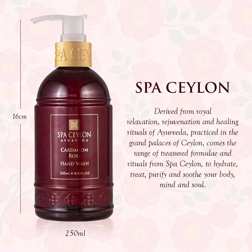 SPA CEYLON Cardamom Rose Hand Wash | Hydrating Liquid Hand Soap with Aloe Vera, Olive, and Coconut | Fragrant Pump Soap for All Skin Types