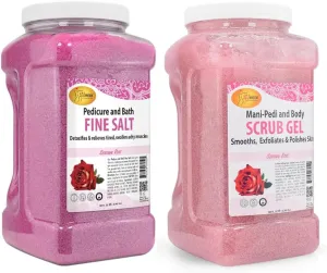 SPA REDI Detox Foot Soak & Sensual Rose Pumice Scrub Gel, 128 Oz Each - Hydrating Foot Soak with Dead Sea Salts & Exfoliating Scrub for Soft, Nourished Skin