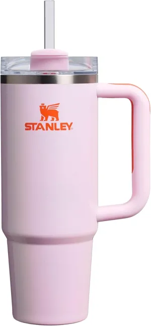Stanley Quencher H2.0 Tumbler with Handle and Straw 30 oz | Flowstate 3-Position Lid | Cup Holder Compatible for Travel | Insulated Stainless Steel Cup | BPA-Free | Rose Petal Shimmer