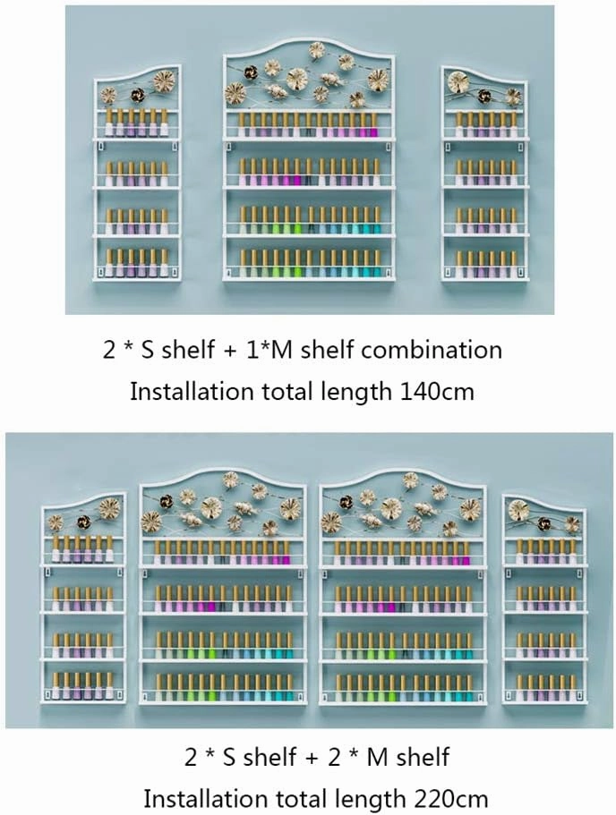 Storage Rack. Wall-Mounted Essential Oil and Nail Polish, 4-Layer Salon Metal Nail Polish Display Stand, Makeup/Perfume/Essential Oil/Lipstick Storage Organizer, for Home Business Nail Shop/G (Gold
