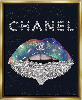 Stupell Industries Glam Diamond Lipstick Gold Framed Floater Canvas Wall Art Design by Ziwei Li
