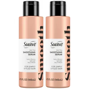 Suave Simply Styled Hair Smoothing Serum – Anti-Frizz Hair Serum, Anti-Humidity, 24H Frizz Control for Smooth & Sleek Hair, 4.75 oz (Pack of 2)