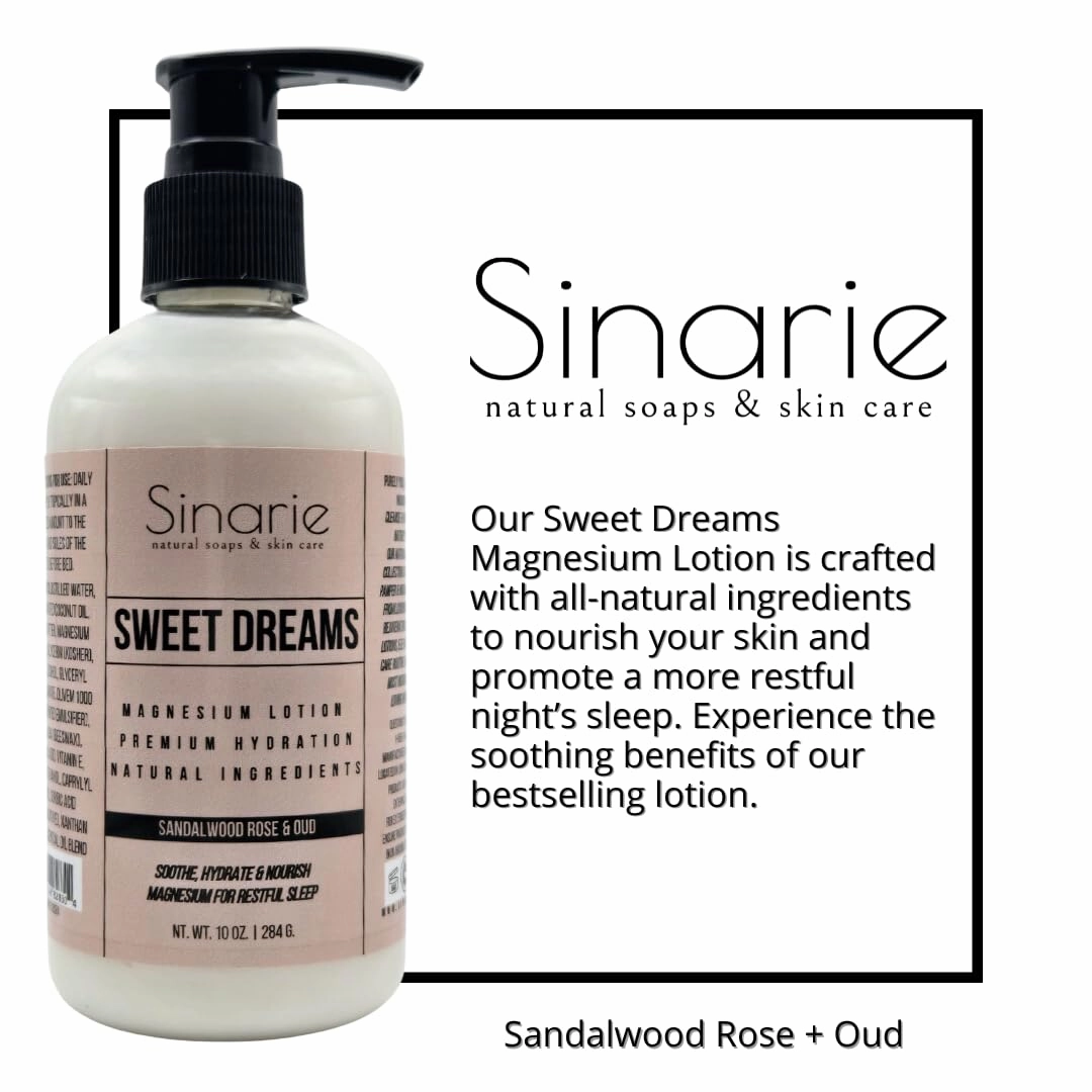 Sweet Dreams Magnesium Lotion - 10 oz | Hydrating & Soothing Body Lotion for All Skin Types | Natural Magnesium Enriched Moisturizer (10 oz., Sandalwood Rose   Oud)