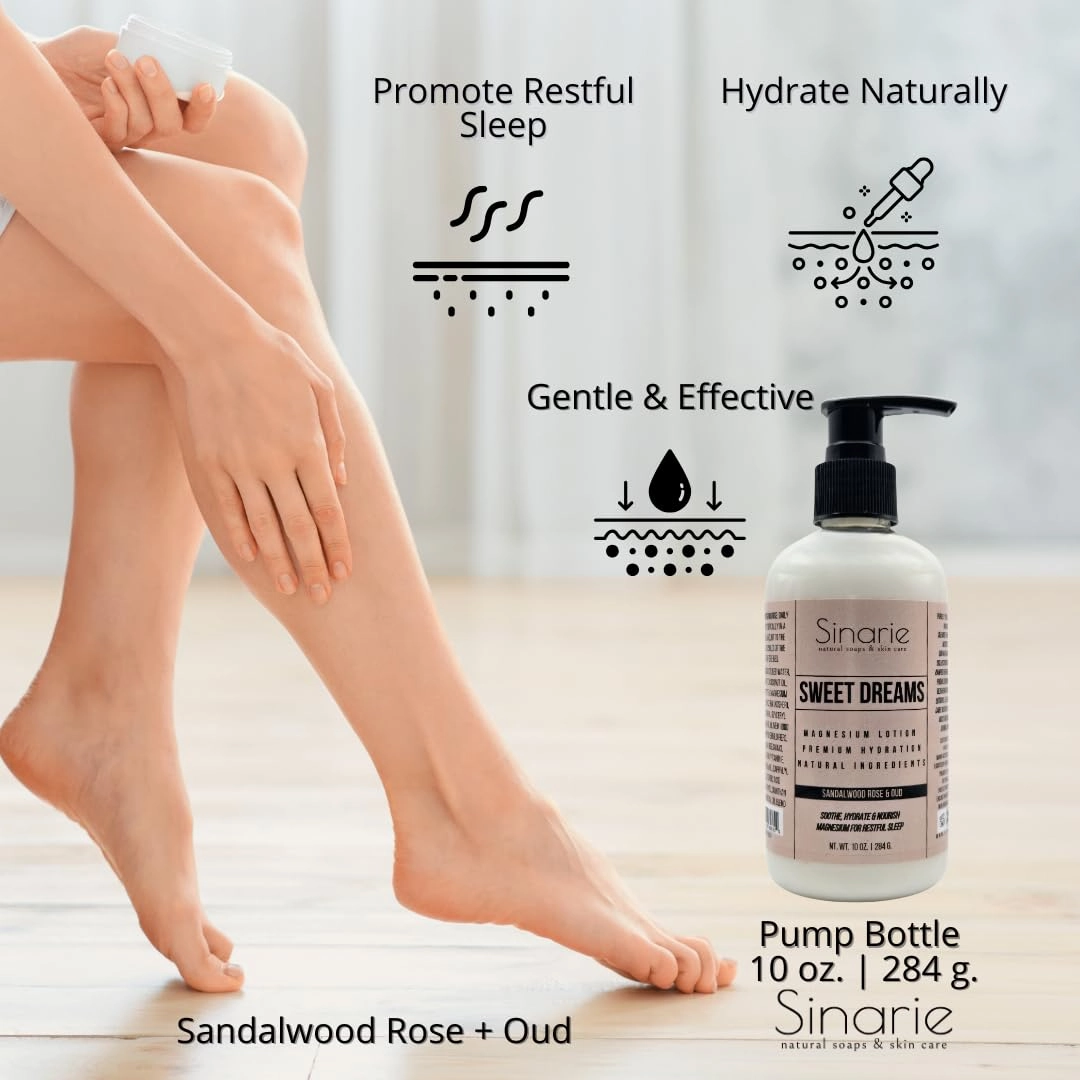 Sweet Dreams Magnesium Lotion - 10 oz | Hydrating & Soothing Body Lotion for All Skin Types | Natural Magnesium Enriched Moisturizer (10 oz., Sandalwood Rose   Oud)