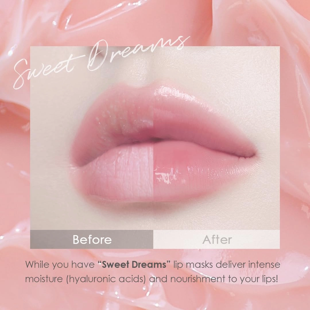 Sweet Dreams Overnight Lip Mask- Nourishing, Plumping and Hydrating Lip Balm | glowiest Sweet Dreams Lip Sleeping Mask | Hyaluronic Acids Vitamin C Shea Butter Antioxidants l Peach