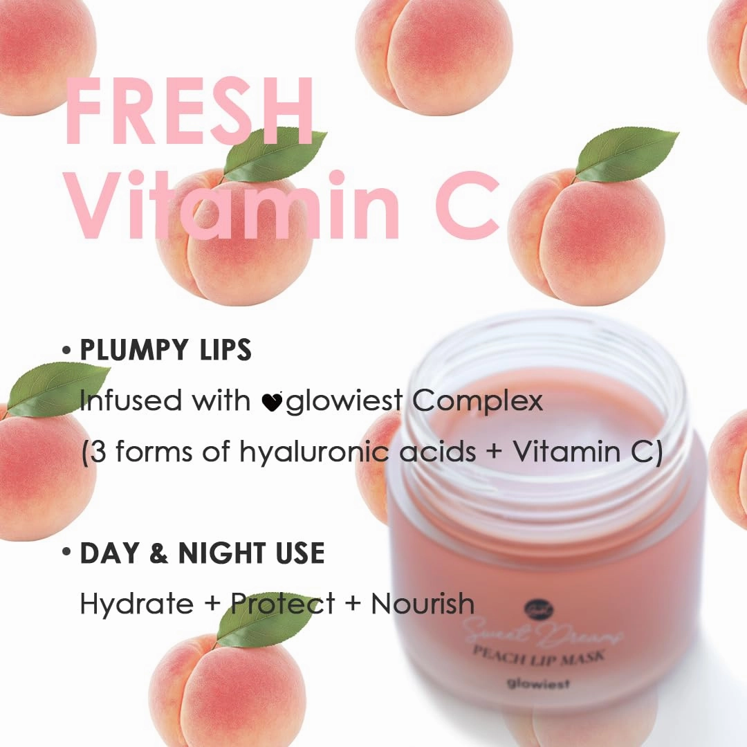 Sweet Dreams Overnight Lip Mask- Nourishing, Plumping and Hydrating Lip Balm | glowiest Sweet Dreams Lip Sleeping Mask | Hyaluronic Acids Vitamin C Shea Butter Antioxidants l Peach