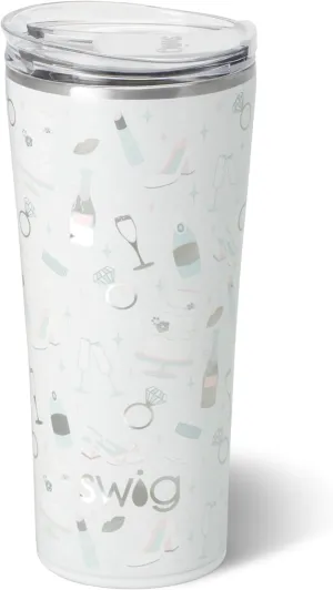 Swig Life 22oz Insulated Tumbler, Travel Coffee Tumbler with Lid, Cup Holder Friendly Travel Coffee Mug, Stainless Steel Thermos (Bride to Be)