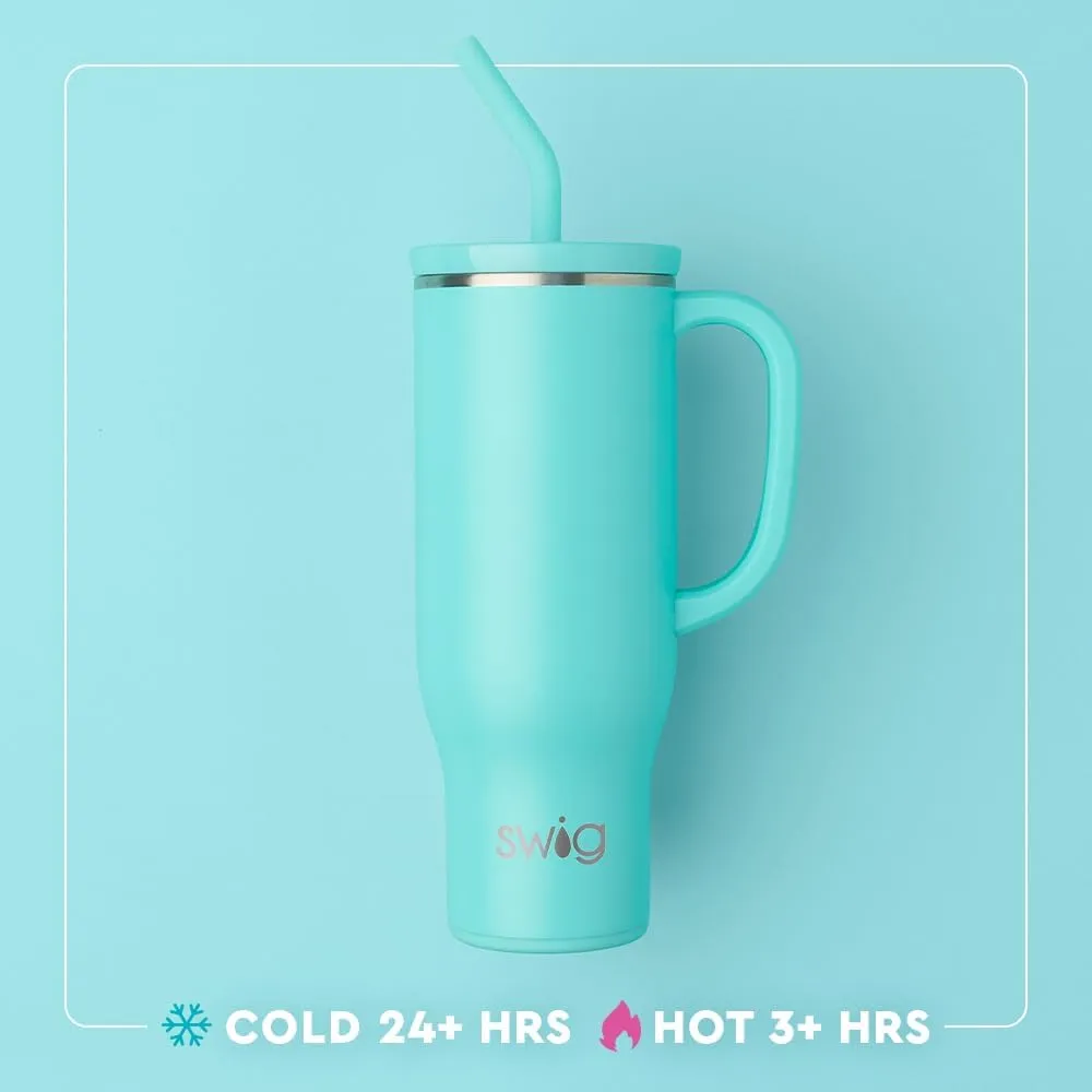 Swig Life 30oz Mega Mug, 30 oz Tumbler with Handle and Straw, Cup Holder Friendly, Dishwasher Safe, Extra Large Insulated Tumbler, Stainless Steel Water Bottle (Bride to Be)