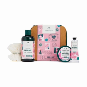 The Body Shop Bloom & Glow British Rose Essentials Gift Set – Vegan Formula with Rose – Hydrating & Rejuvenating Skincare for All Skin Types – 5 Items