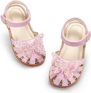 THEE BRON Princess Toddler Close Toe Sandals | Retro Lace-Up Design | Breathable Girls Shoes 3-12 Years