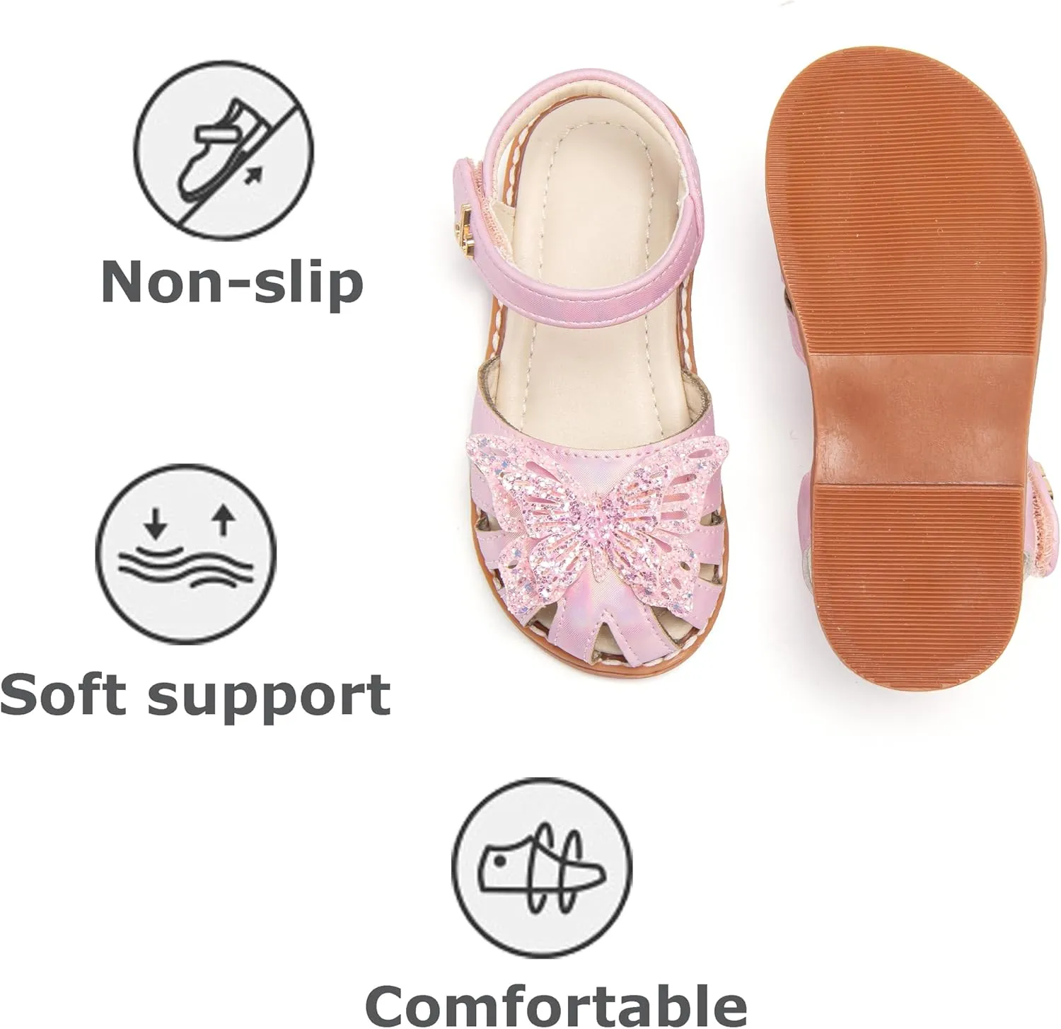 THEE BRON Princess Toddler Close Toe Sandals | Retro Lace-Up Design | Breathable Girls Shoes 3-12 Years