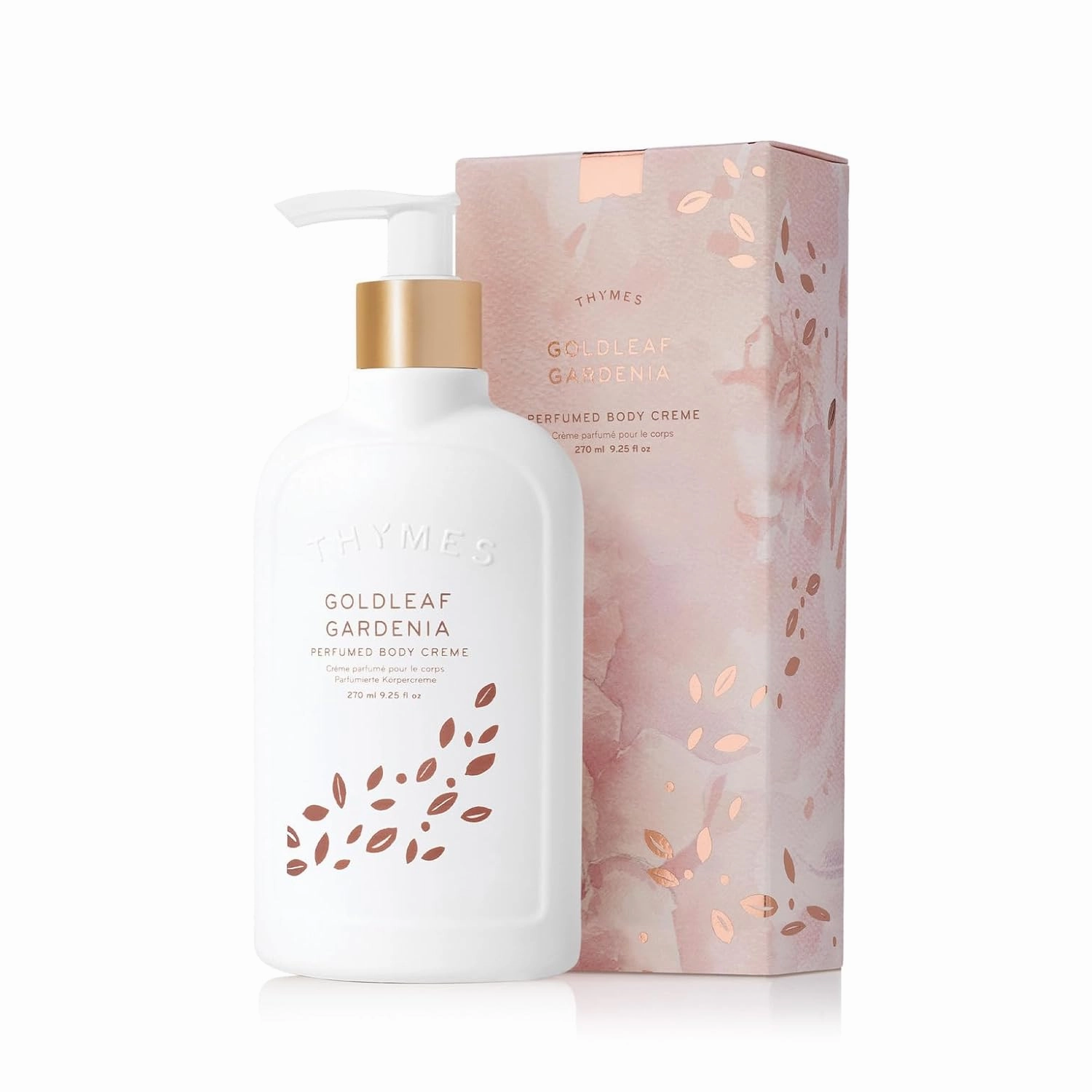 Thymes Goldleaf Gardenia Perfumed Body Crème - Moisturizing Body Cream - Shea Butter Body Lotion with Aloe Vera & Honey for Skin Care Routine - Body and Hand Lotion for Women & Men (9.25 fl oz)