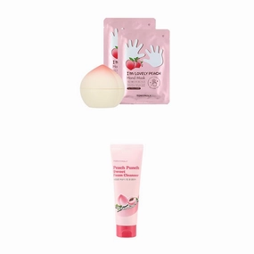 TONYMOLY Peach Trio- Peachy Keen Hand Care Set- Hydrating & Anti-Aging Hand Mask  Nourishing Peach Hand Cream for Soft, Smooth Hands, Touchscreen-Friendly Gloves   Peach Punch Sweet Foam Cleanser