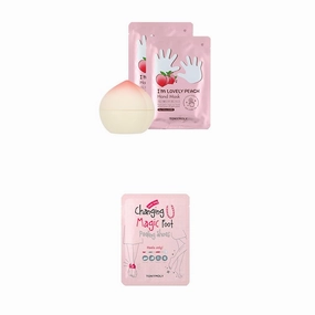TONYMOLY Peachy Keen Hand Care Set – Hydrating & Anti-Aging Hand Mask   Nourishing Peach Hand Cream   Changing U Magic Foot Peeling Shoes, Exfoliating Foot Mask for Dry, Cracked Heels & Callus Removal
