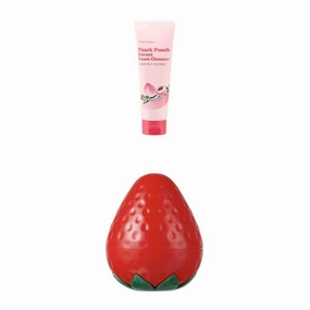TONYMOLY Summer Fruits Set Peach Punch Sweet Foam Cleanser Strawberry Hand Cream, Lightweight & Hydrating Hand Moisturizer with Strawberry Extract & Shea Butter for All Skin Types