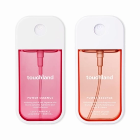 Touchland Power Essence Hydrating Body & Hair Fragrance, ISLAND BLOOM DUO (Lush Tropicale   Peachy Lychee), 2 FL. OZ. Travel Size Body Mist (Set of 2)