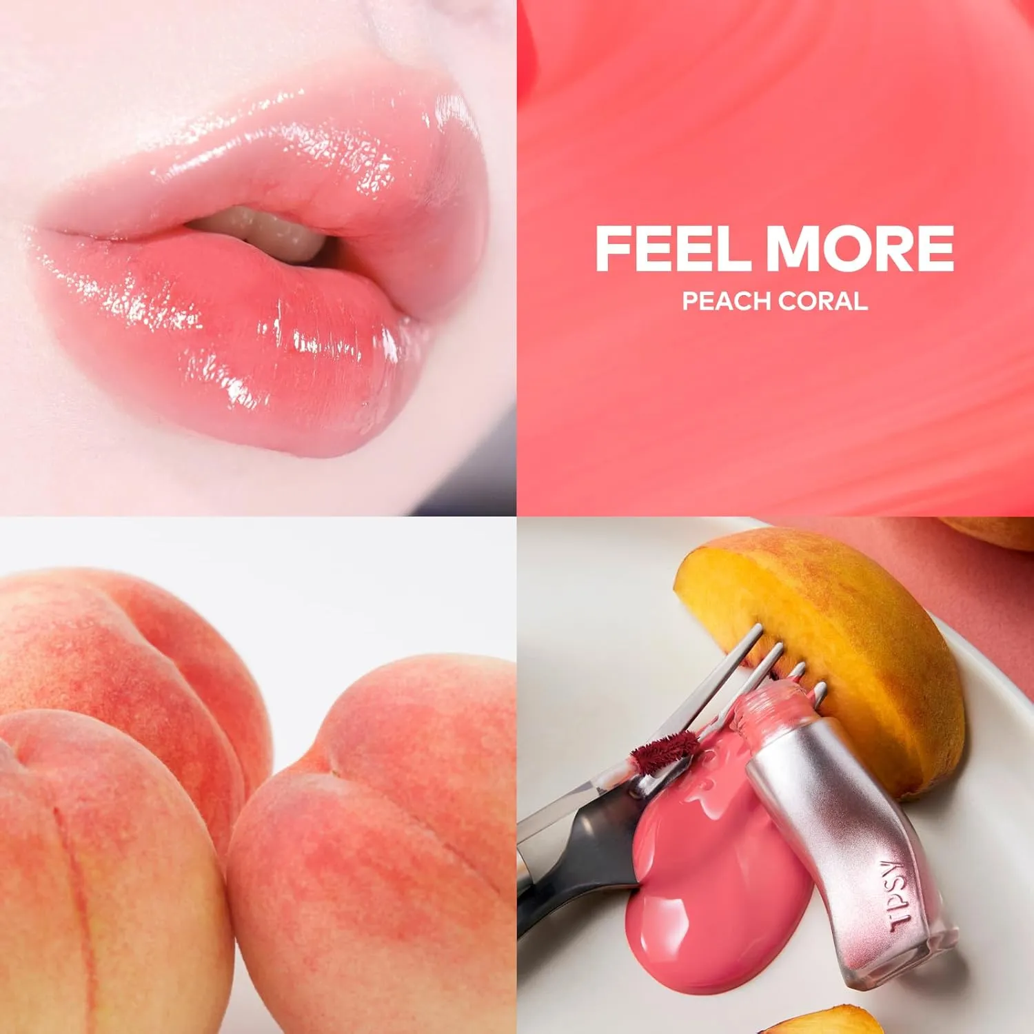 TPSY Juicy Lip Plumper (08 Feel More) - Coral Rose, Tinted Lip Plumping Gloss, Volumizing & Hydrating, for Fuller Lips, Non-Sticky Glossy Finish, Vegan
