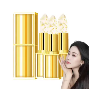 Transferproof Color Changing Lipstick, Crystal clear Color Alchemy, Color Changing Lipstick Gold Foil for Women, Moisturizing Glossy Shine Lip Gloss, Deep Nourishment