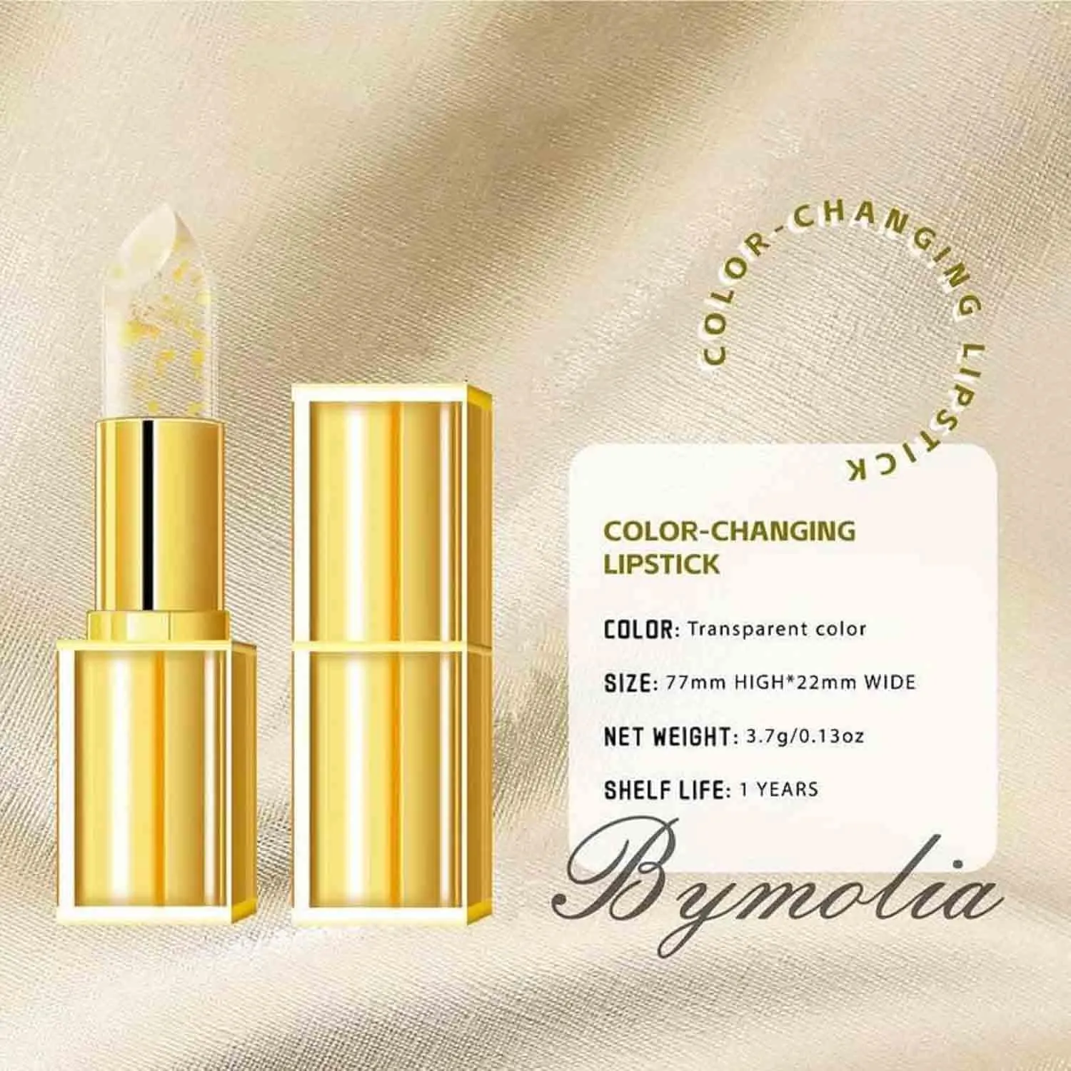 Transferproof Color Changing Lipstick, Crystal clear Color Alchemy, Color Changing Lipstick Gold Foil for Women, Moisturizing Glossy Shine Lip Gloss, Deep Nourishment