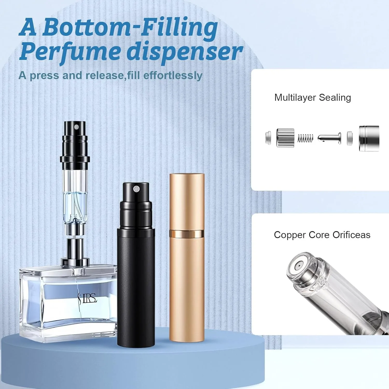 Travel Mini Perfume Atomizer Bottle Refillable, Cologne Sprayer Atomizer Dispenser, Portable Scent Pump Case Empty Sprayer Bottles 5ml (Black & Purple)