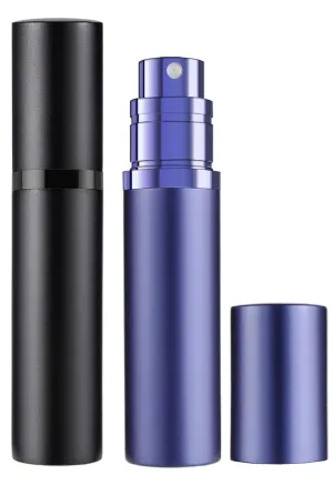 Travel Mini Perfume Atomizer Bottle Refillable, Cologne Sprayer Atomizer Dispenser, Portable Scent Pump Case Empty Sprayer Bottles 5ml (Black & Purple)
