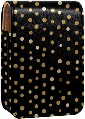Travel Lipstick Organizer Case,Lipstick Case Portable Makeup Bag With Mirror,Black and Gold