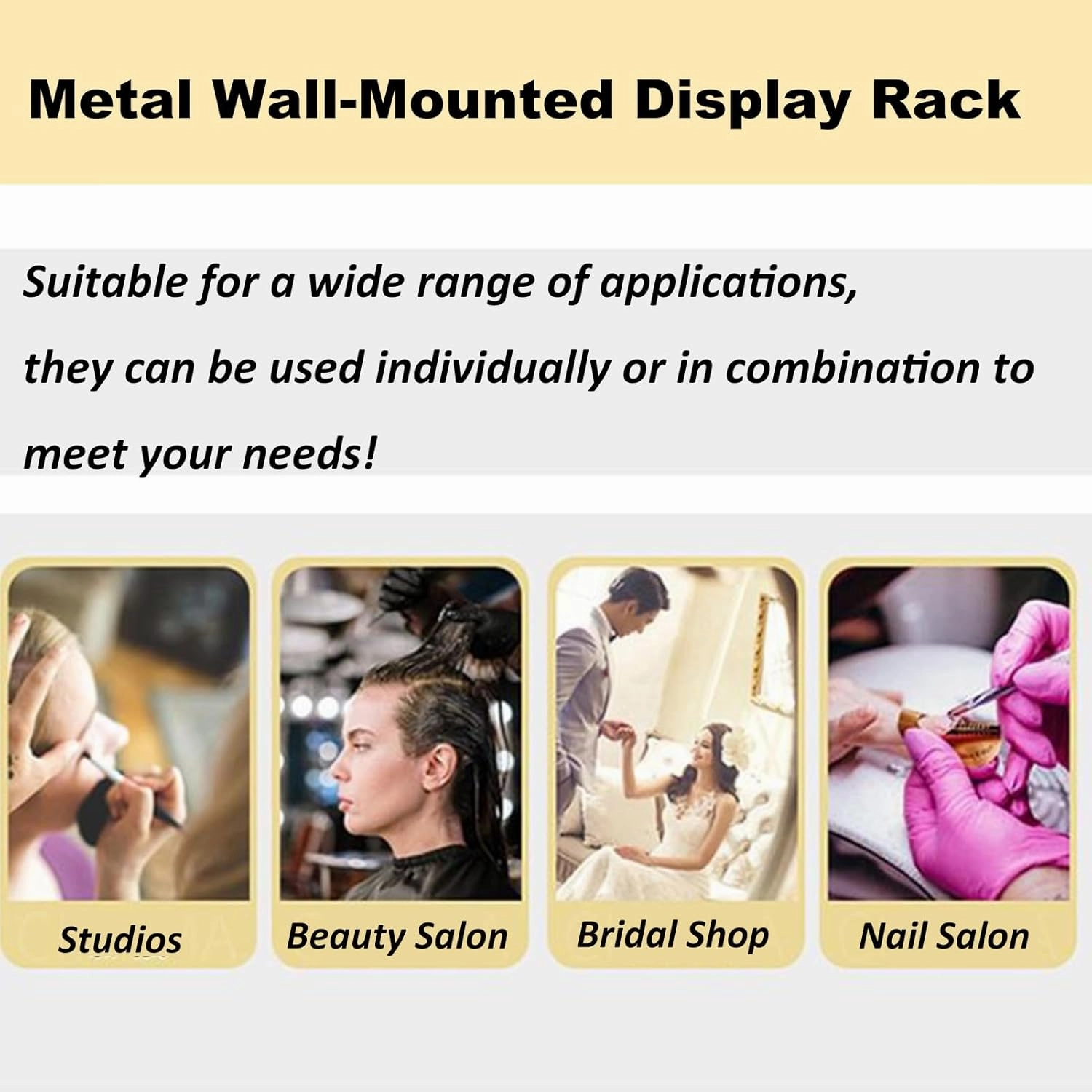 U Shape Metal Wall Mounted Nail Polish Storage Racks, Essential Oil Display Shelf Cosmetic Lipstick Perfume Organizer for Salon Beauty Nail Shop,Gold,8 Piece Set