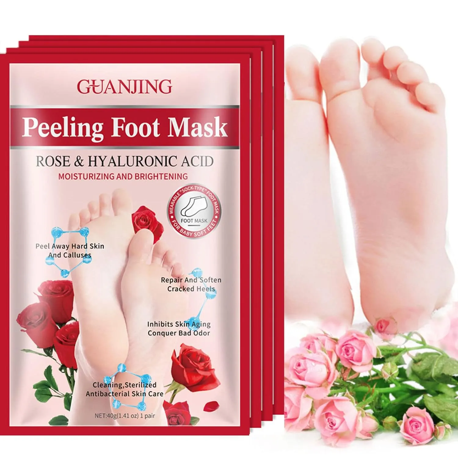 Ultra Moisturizing Foot Peeling Mask Intensely moisturizing repairs and softens rough and dry skin 4-pack