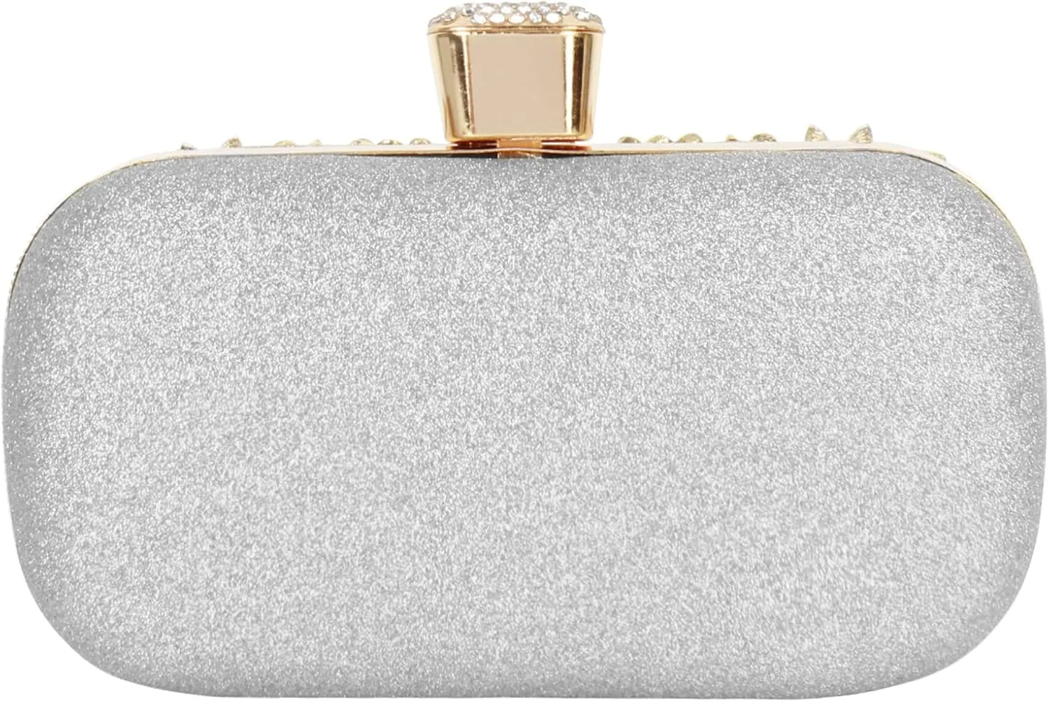 Van Caro Womens Metal Clutch Geometric Evening Handbag Diamond Chain Purse
