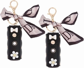 WADORN Lipstick Case Holder, 5.9 Inch PU Leather Chapstick Holder Keychain Women Luxury Lip Balm Organizer with Keyring