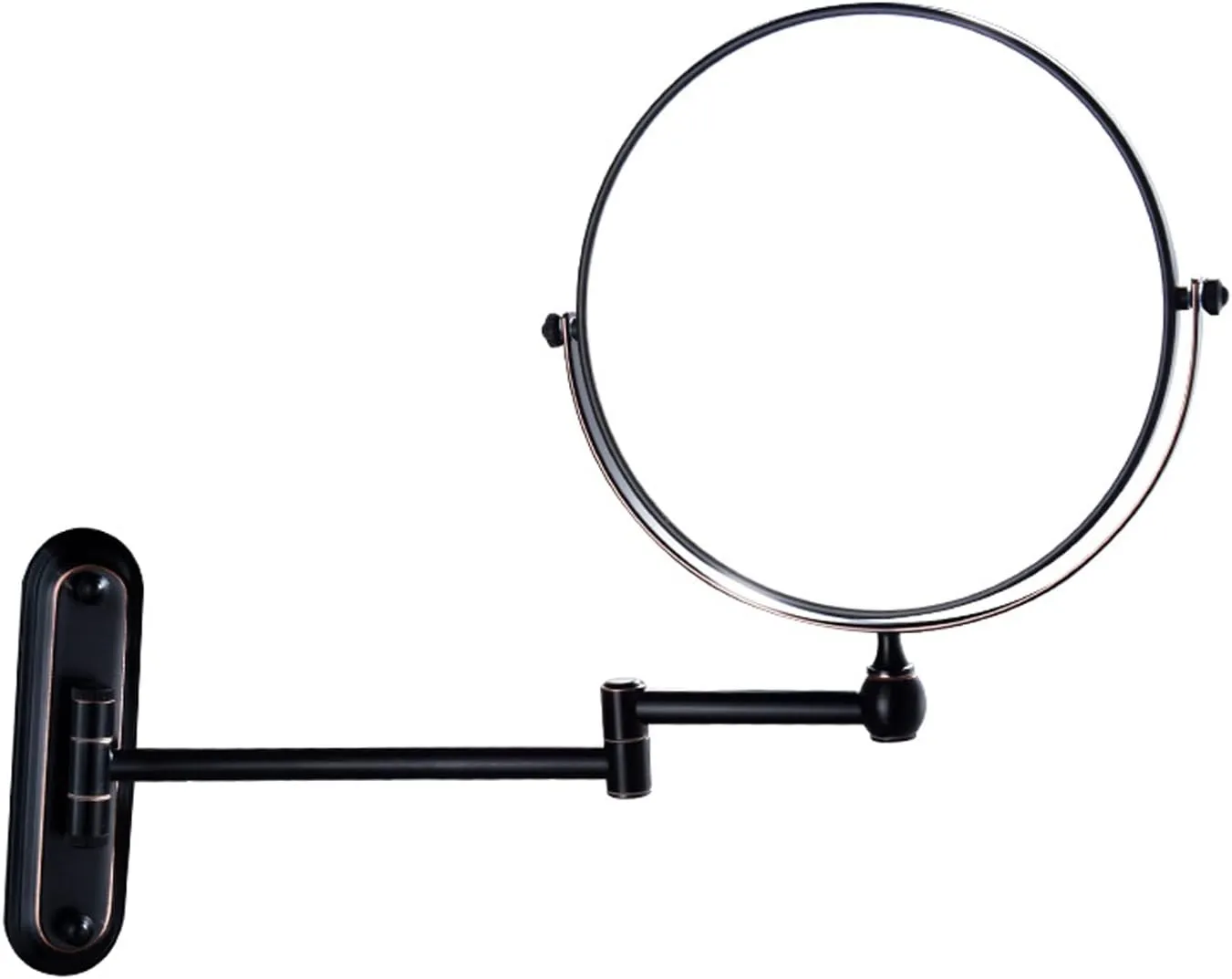 Wall Mounted Makeup Mirror Black Bronze,1x/ 10x Magnifying Mirror, Make Up Mirror,8'' Two-Sided Swivel Extendable Bathroom Mirror,360° Swivel Double Sided Extendable Bathroom Mirror For Shaving