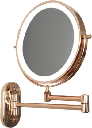 Wall Mounted Makeup Mirror with Light 3 Color Modes Vanity Mirror 8 Inch Round Magnifying Mirror Extendable Mirror Rose Gold Vanity Mirror with Touch Switch (Color : 20 3 Cm 3 Stück)