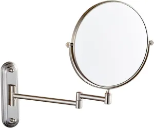 Wall Mounted Makeup Mirror,1x/ 10x Magnifying Mirror,Make Up Mirror,8'' Two-Sided Swivel Extendable Bathroom Mirror,360° Swivel Double Sided Extendable Bathroom Mirror for Shaving