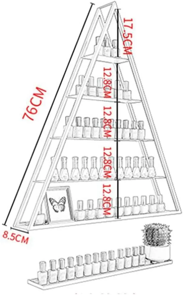 Wall Mounted Metal Nail Polish Rack, Nail Polish Bottle Essential Oil Display Storage Rack Triangle Display Shelf Cosmetic/Perfume Organizer,Black-8 Piece