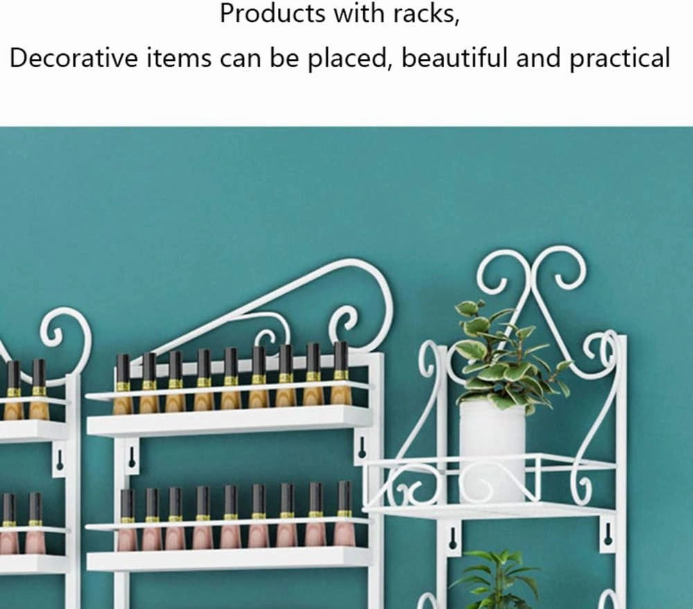 Wall-Mounted Metal Nail Polish Display Stand, 5-Layer Essential Oil Nail Polish Storage Box Shelf, Salon Art Display Polish Stand, Cosmetics Display Stand for Perfume Lipstick Essential Oil Z (Gold