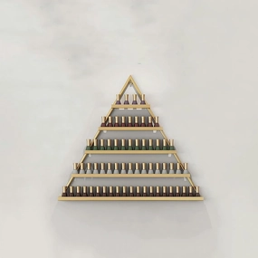 Wall Mounted Nail Polish Storage Racks, 5 Tiers Triangle Cosmetic Display Rack, Multifunction Floating Shelf for Organizing Lipstick Essential(Gold)
