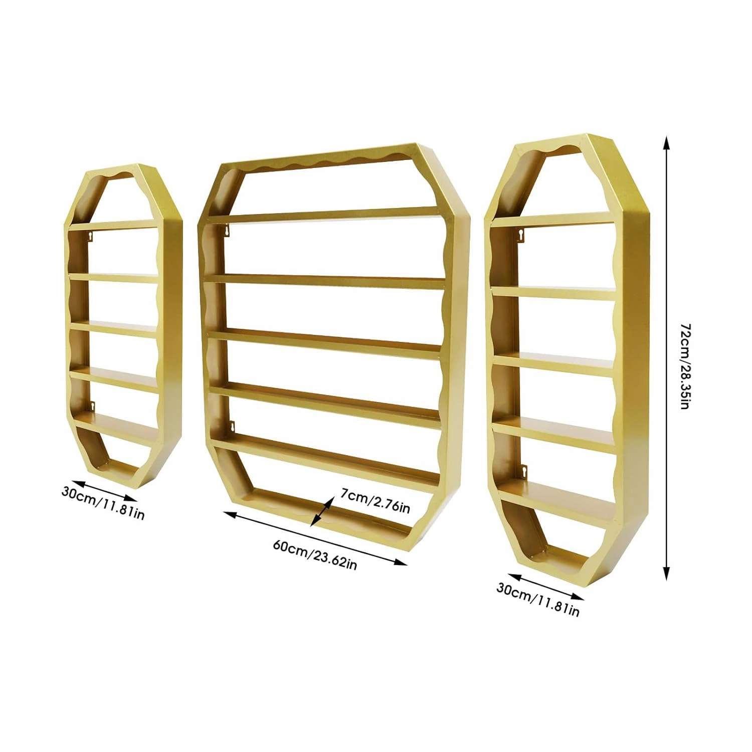 Wall-Mounted Nail Polish Storage Racks, Metal Nail Polish Racks, Multi-tiers Display Rack Cosmetic Display Rack Lipstick Perfume Wall Shelf Essential Oil Organizer for Homes, Nail Salons (Gold)