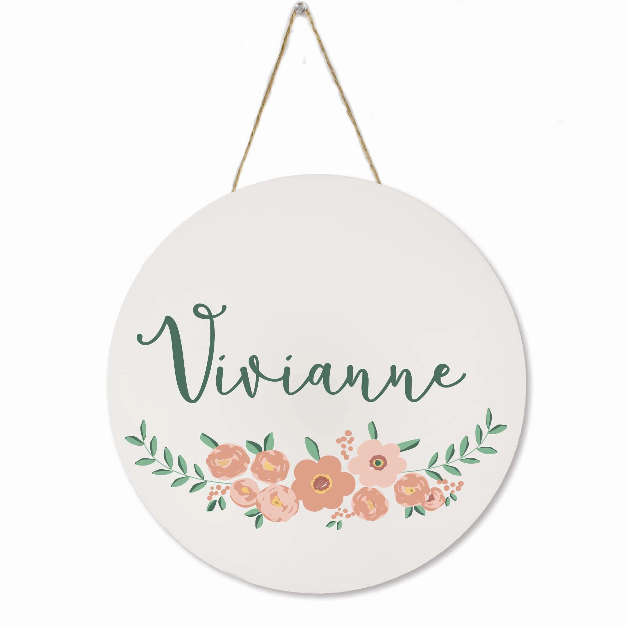White Circle Sign - Blush Floral