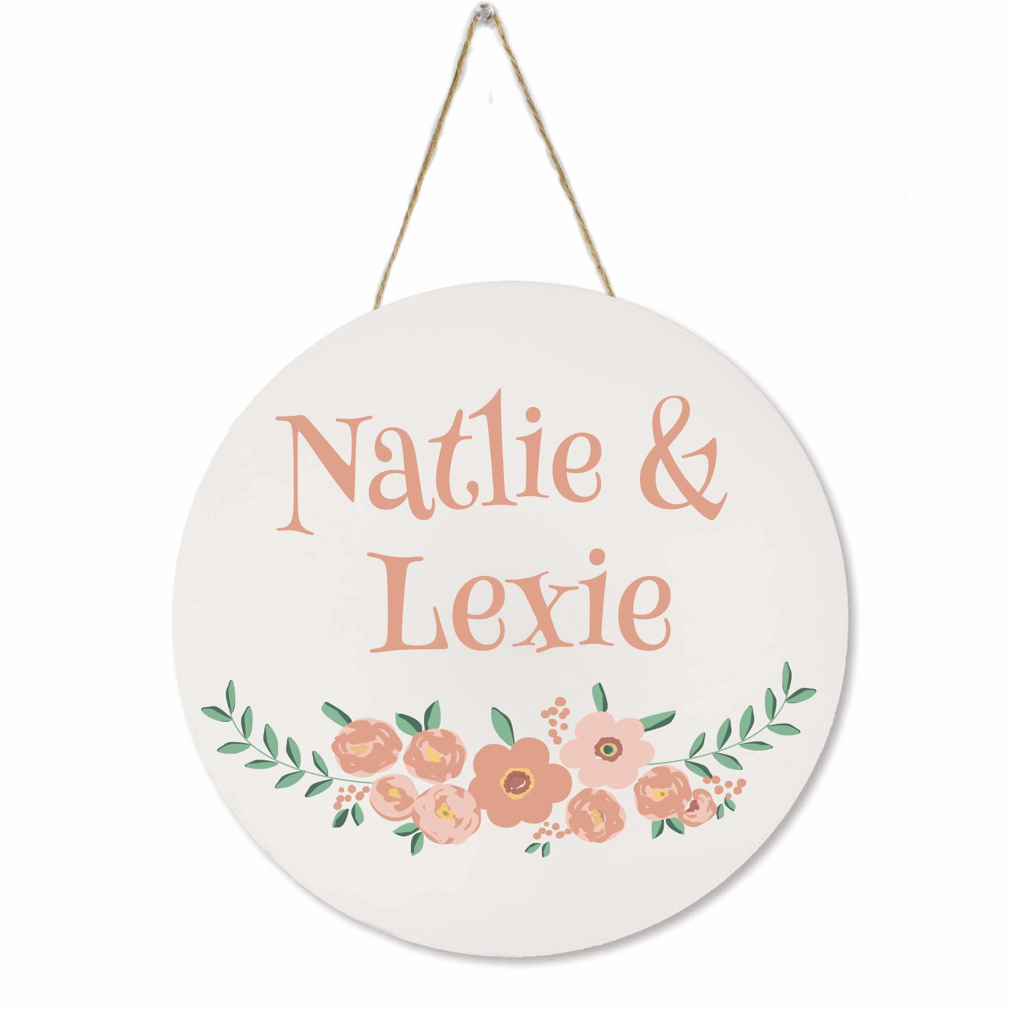 White Circle Sign - Blush Floral